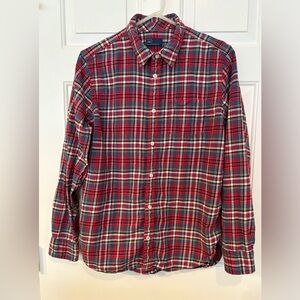 Gap Flannel Button Up Shirt Boy's Size Large BF Red Pacific Plaid Long Sleeve